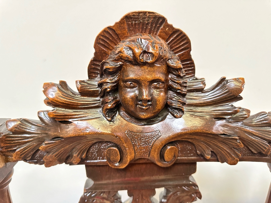 Italian Renaissance Revival Carved Wooden Settee Sofa 58W X 24D, Corner Chair 27W And Side Chair [Photo 28]