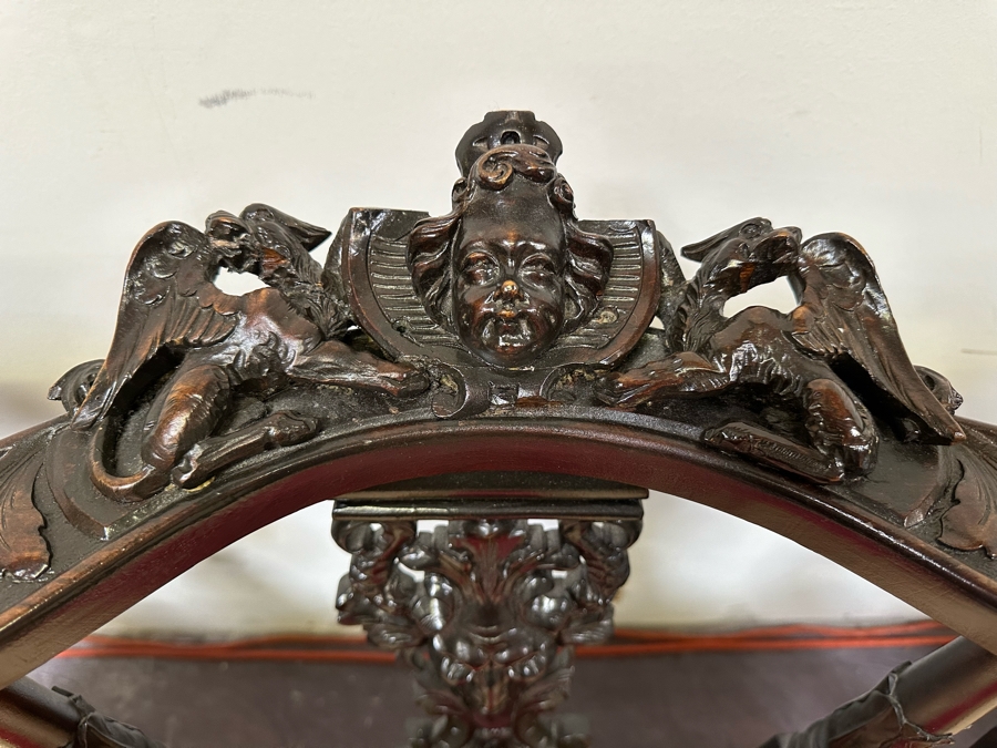 Italian Renaissance Revival Carved Wooden Settee Sofa 58W X 24D, Corner Chair 27W And Side Chair [Photo 7]