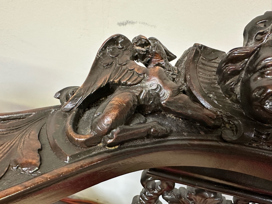 Italian Renaissance Revival Carved Wooden Settee Sofa 58W X 24D, Corner Chair 27W And Side Chair [Photo 8]