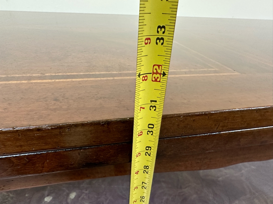 JUST ADDED - Stunning French Style Parquetry Inlay Wooden Dining Table With Two Built-In Leaves 39.5W X 79L X 30.5H [Photo 12]