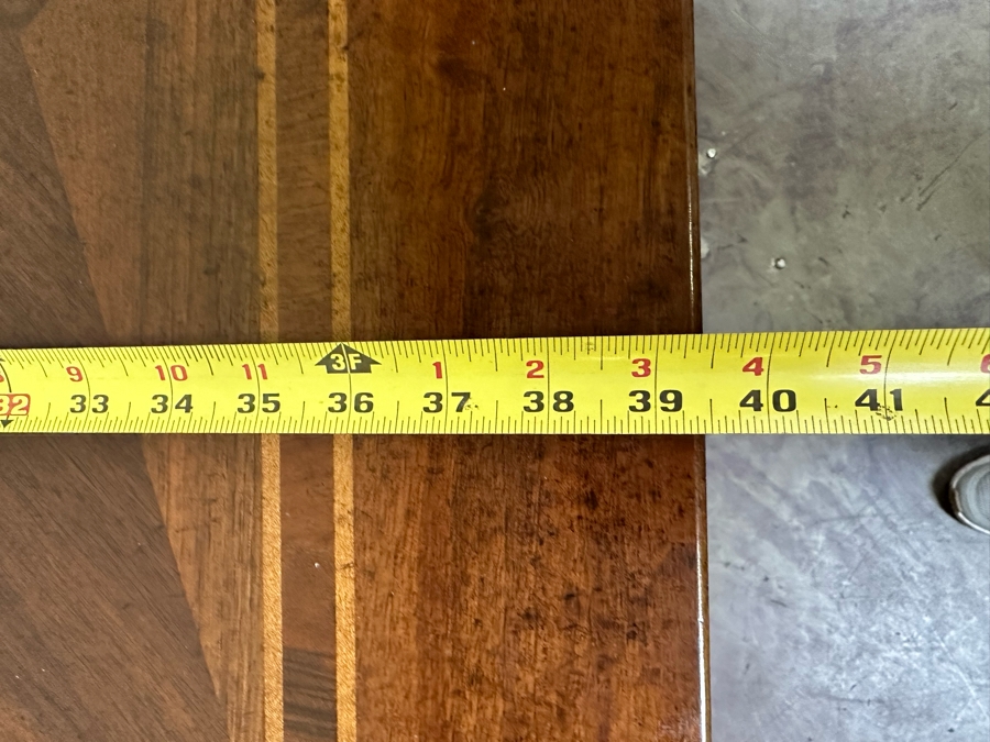 JUST ADDED - Stunning French Style Parquetry Inlay Wooden Dining Table With Two Built-In Leaves 39.5W X 79L X 30.5H [Photo 10]