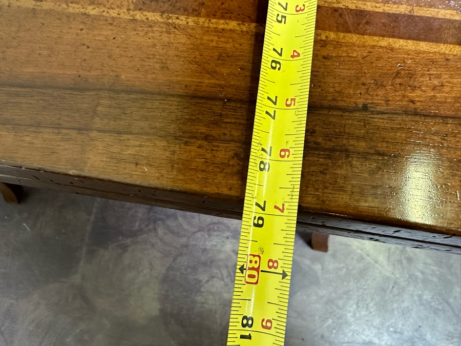 JUST ADDED - Stunning French Style Parquetry Inlay Wooden Dining Table With Two Built-In Leaves 39.5W X 79L X 30.5H [Photo 11]