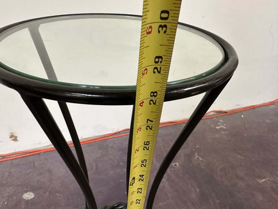 JUST ADDED - Wrought Iron Knot Glass Top Plant Stand 12W X 28H [Photo 5]