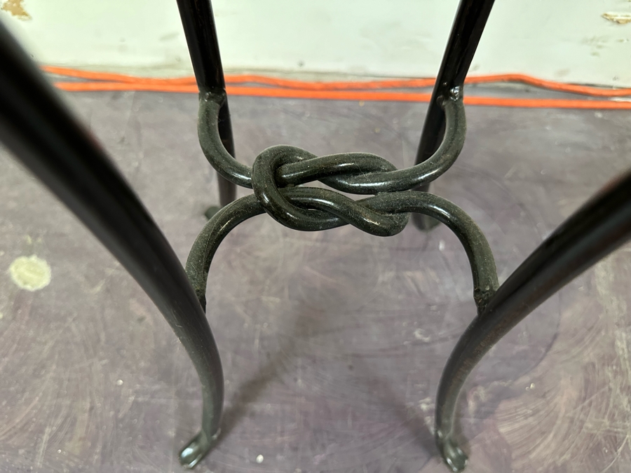 JUST ADDED - Wrought Iron Knot Glass Top Plant Stand 12W X 28H [Photo 2]