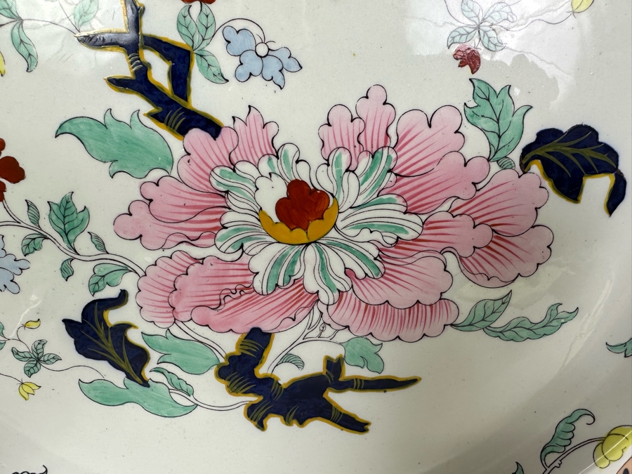 JUST ADDED - Large Mason's Ironstone Mandalay Pattern Blue Multicolor Round Plate 16.5R [Photo 2]