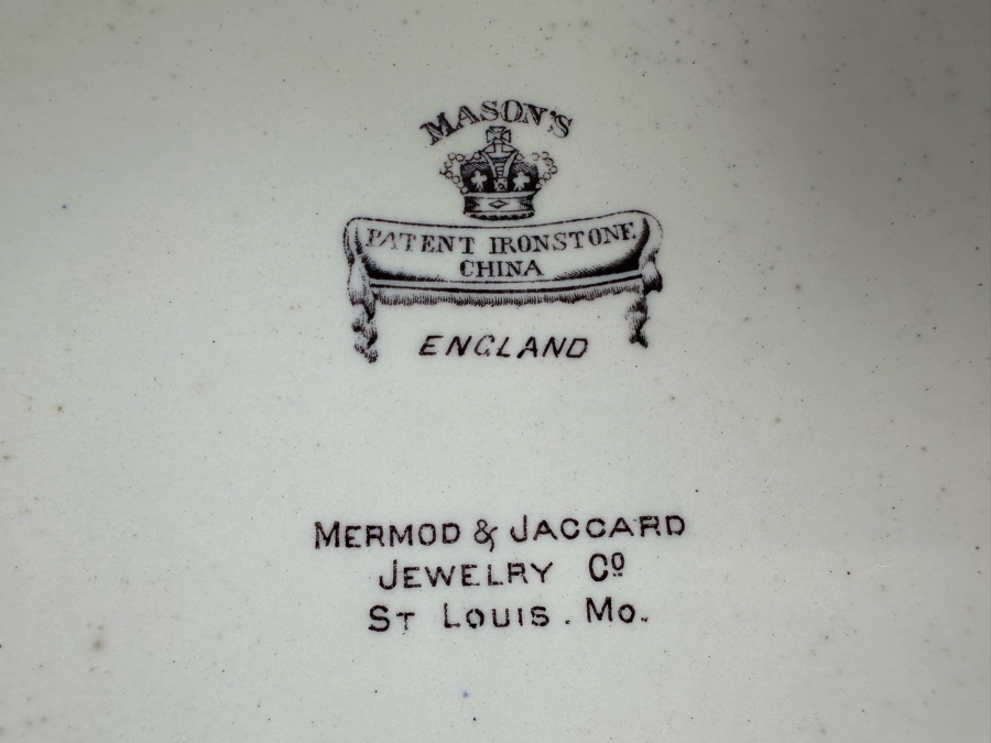 JUST ADDED - Large Mason's Ironstone Mandalay Pattern Blue Multicolor Round Plate 16.5R [Photo 5]