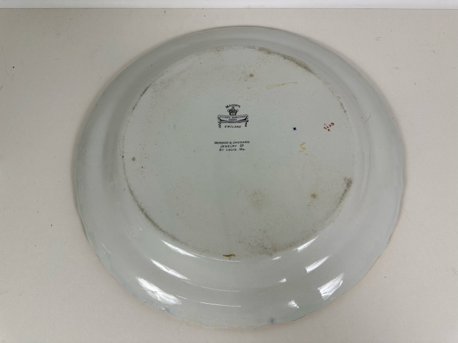 JUST ADDED - Large Mason's Ironstone Mandalay Pattern Blue Multicolor Round Plate 16.5R [Photo 4]