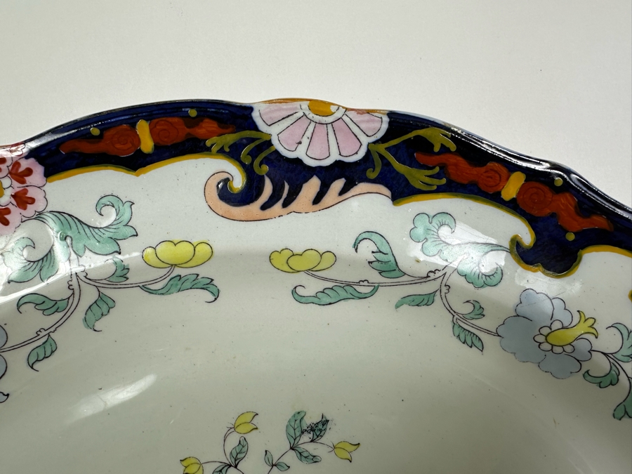 JUST ADDED - Large Mason's Ironstone Mandalay Pattern Blue Multicolor Round Plate 16.5R [Photo 3]