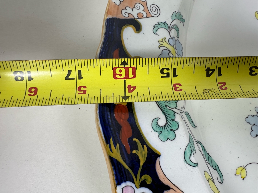 JUST ADDED - Large Mason's Ironstone Mandalay Pattern Blue Multicolor Round Plate 16.5R [Photo 6]