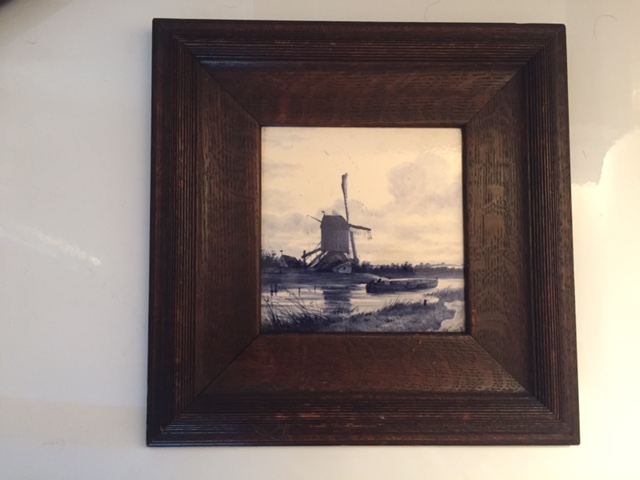 Pair of Vintage Delft Holland Blue & White Tile Signed Paintings [Photo 2]