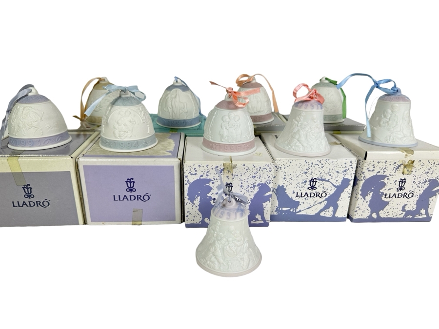 10 Lladro Porcelain Bells Ornaments