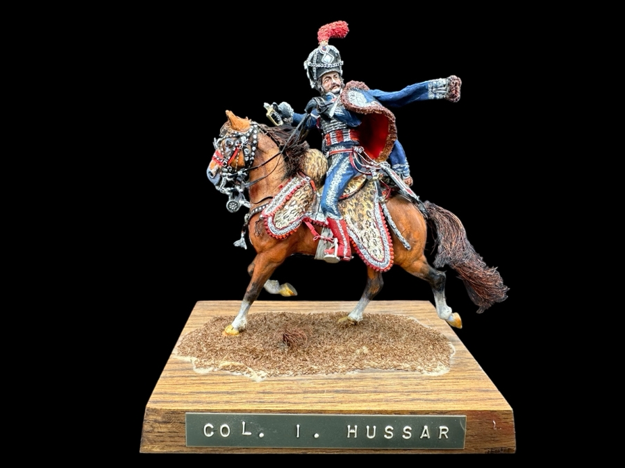 Hand Painted Historex Plastic Miniature Military Figurine Col. I. Hussar Toy Soldier On Horse By Dr. David D. Michaels 4W X 3D X 4H