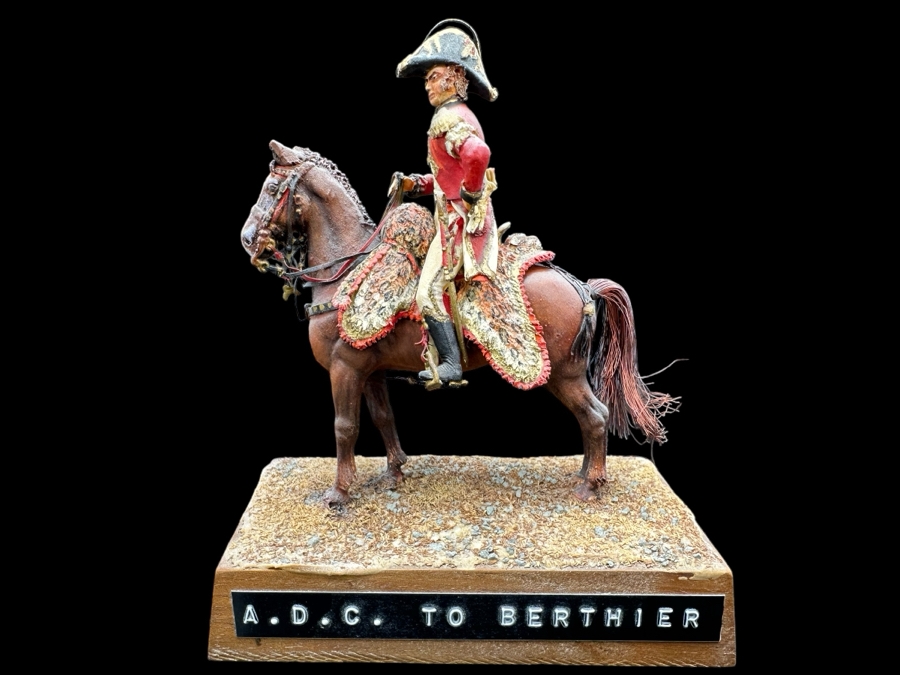 Hand Painted Historex Plastic Miniature Military Figurine A.D.C. To Berthier Toy Soldier On Horse By Dr. David D. Michaels 4W X 3D X 4.5H