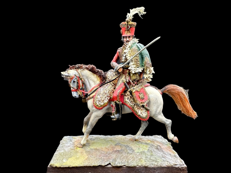 Hand Painted Historex Plastic Miniature Military Figurine Fournier Sarloveze Toy Soldier On Horse By Dr. David D. Michaels 4W X 3D X 4.5H