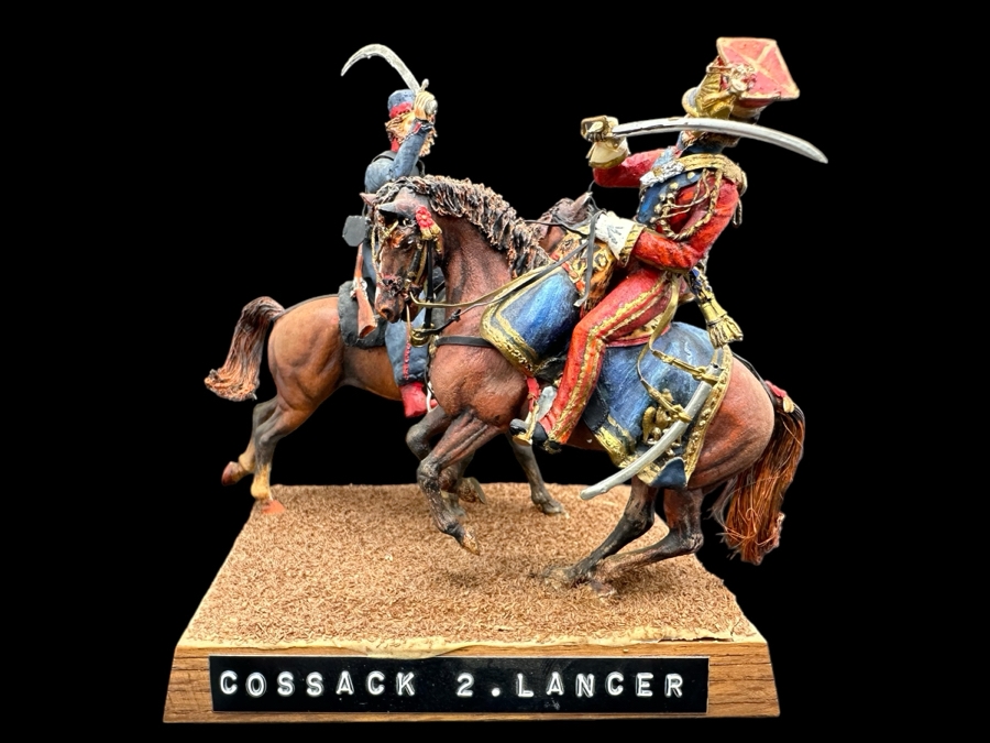 Hand Painted Historex Plastic Miniature Military Figurine Cossack 2. Lancer Toy Soldiers On Horses By Dr. David D. Michaels 4W X 3D X 4.5H [Photo 1]
