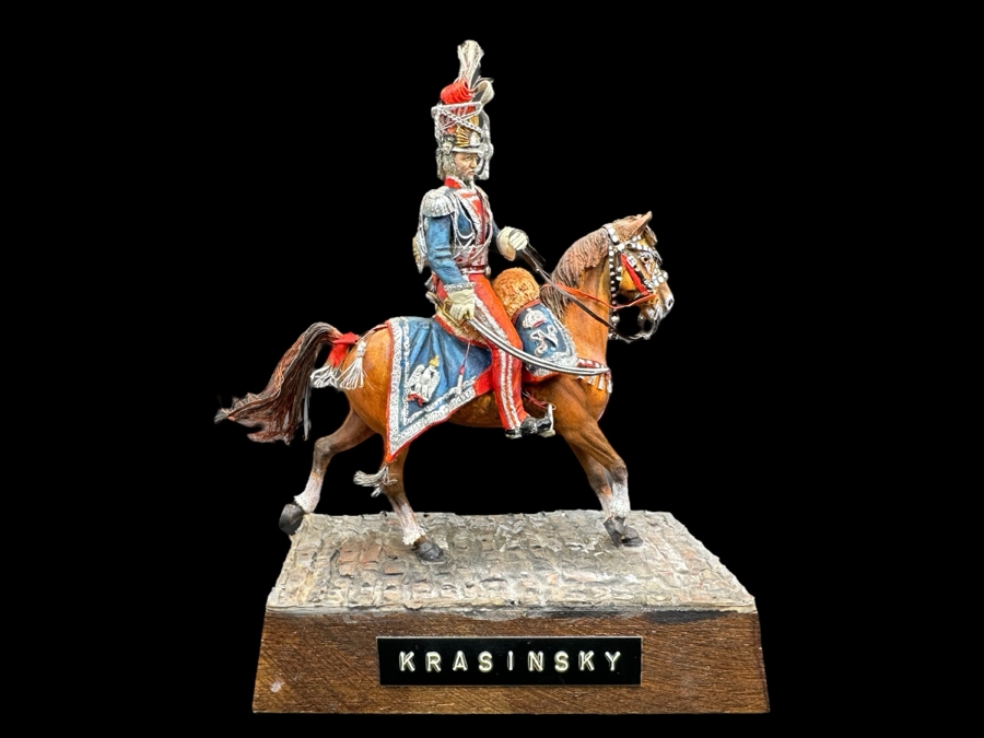 Hand Painted Historex Plastic Miniature Military Figurine Krasinsky Toy Soldier On Horse By Dr. David D. Michaels 4W X 2D X 5H [Photo 1]