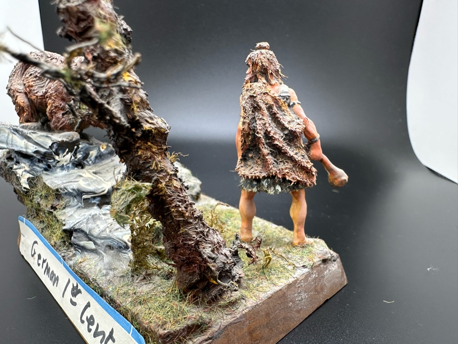 Hand Painted Plastic Miniature Figurines German 1st Century Man Versus Grizzly Bear Scene By Dr. David D. Michaels 5W X 3D X 6.5H [Photo 13]