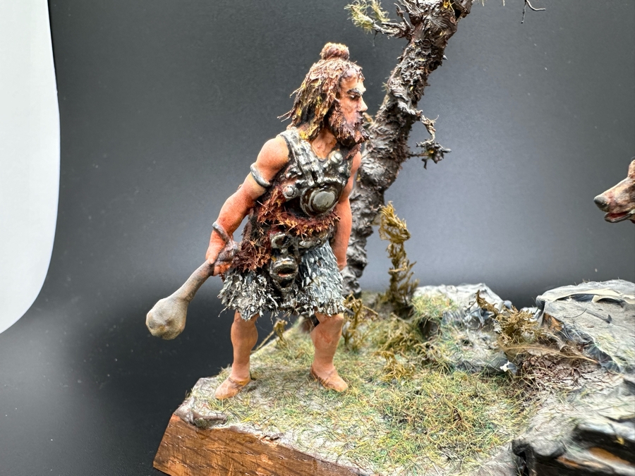 Hand Painted Plastic Miniature Figurines German 1st Century Man Versus Grizzly Bear Scene By Dr. David D. Michaels 5W X 3D X 6.5H [Photo 4]