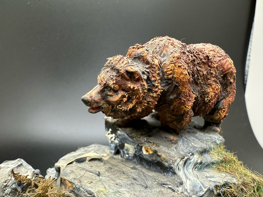 Hand Painted Plastic Miniature Figurines German 1st Century Man Versus Grizzly Bear Scene By Dr. David D. Michaels 5W X 3D X 6.5H [Photo 6]