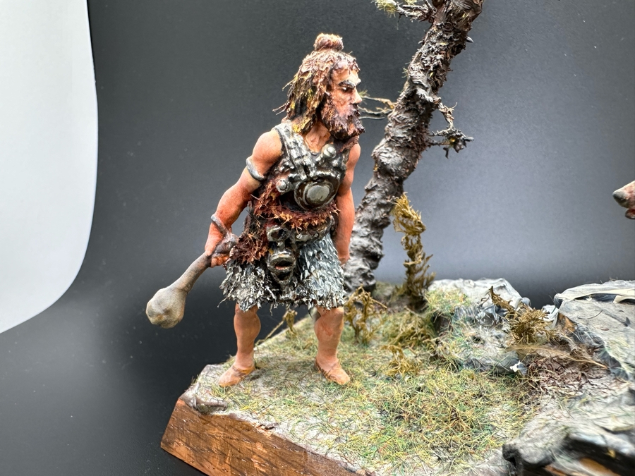 Hand Painted Plastic Miniature Figurines German 1st Century Man Versus Grizzly Bear Scene By Dr. David D. Michaels 5W X 3D X 6.5H [Photo 5]