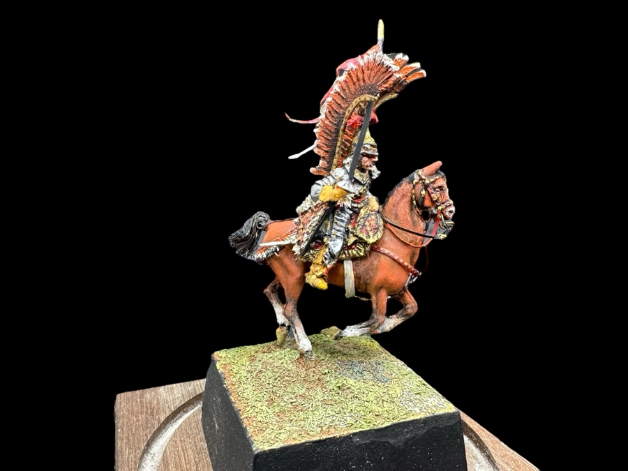 Hand Painted Historex Plastic Miniature Military Figurine Toy Soldier On Horse By Dr. David D. Michaels 1.5W X 1.5D X 3.5H With Glass Dome [Photo 1]