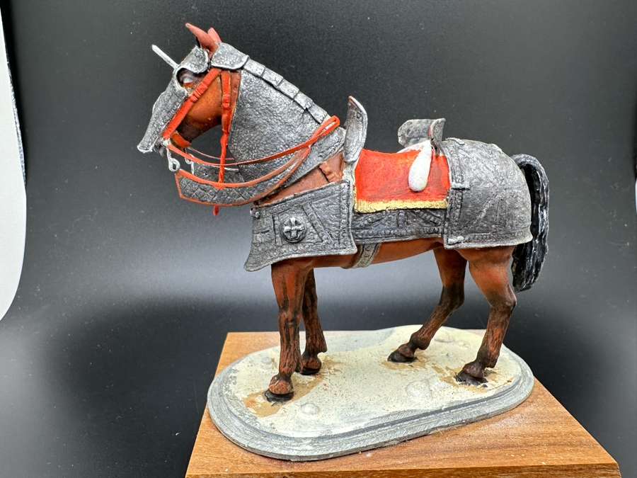 Hand Painted Metal Tin Miniature Military Figurine Medieval Toy Horse With Armor By Dr. David D. Michaels 4W X 3D X 4H [Photo 4]