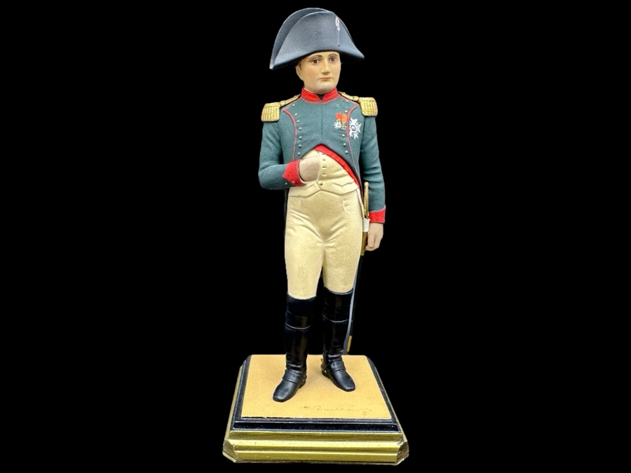 Rare Signed Georges Fouille Napoleon The 1st Hand Painted Metal Tin Lead Miniature Military Figurine Toy Soldier 3W X 3D X 7H