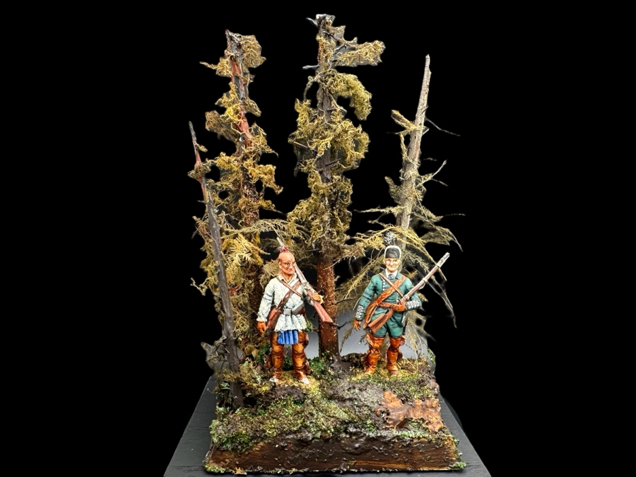 Hand Painted Metal Tin Miniature Military Figurines Toy Soldiers By Dr. David D. Michaels With Wooden Stand And Acrylic Cover 5W X 8H [Photo 2]