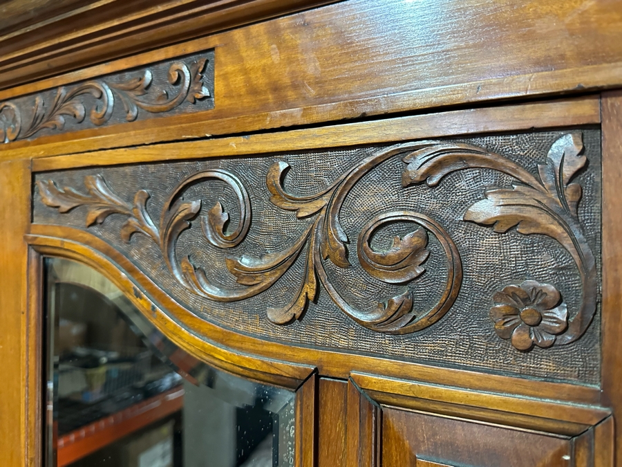 Antique Carved Wooden Armoire Cabinet 51W X 20D X 79H (NOTE: PICK UP IN NEWPORT BEACH BY APPOINTMENT) [Photo 4]