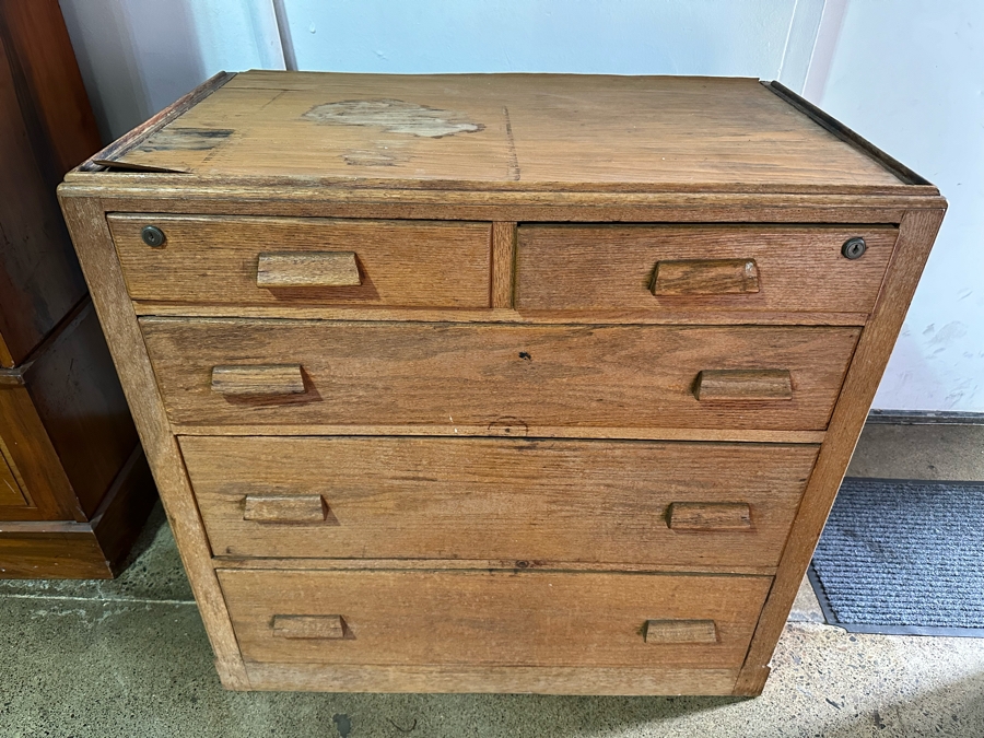 Antique Salvaged Chest Of Drawers From The USS Josiah Bartlett World War II Merchant Ship 36W X 22D X 35H (NOTE: PICK UP IN NEWPORT BEACH BY APPOINTMENT) [Photo 4]