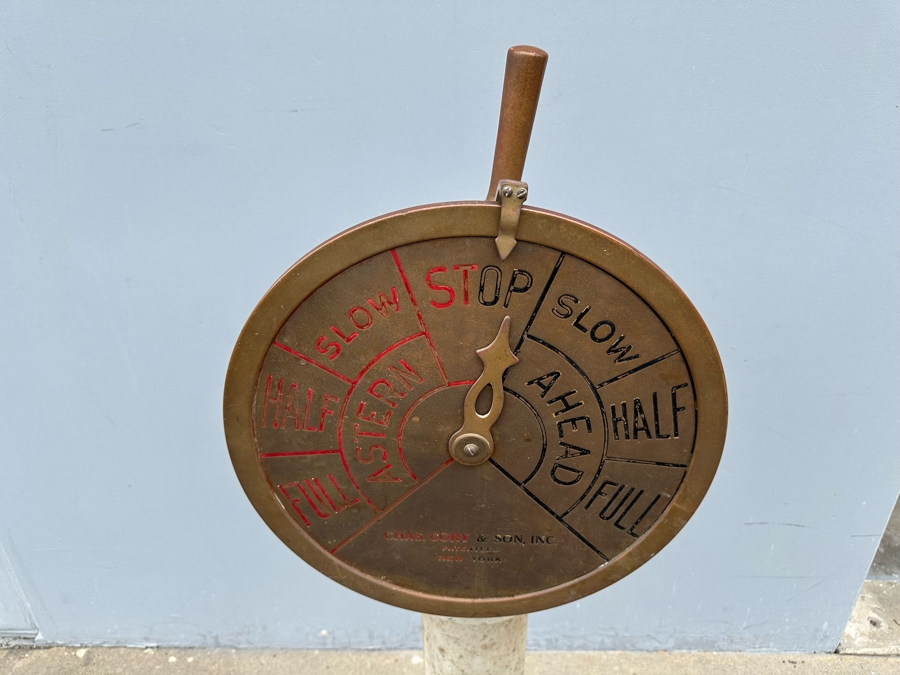 Vintage Brass Ship's Pilot To Engine Order Telegraph By Chas. Cory & Son, Inc. New York 16.5W X 52H [Photo 6]