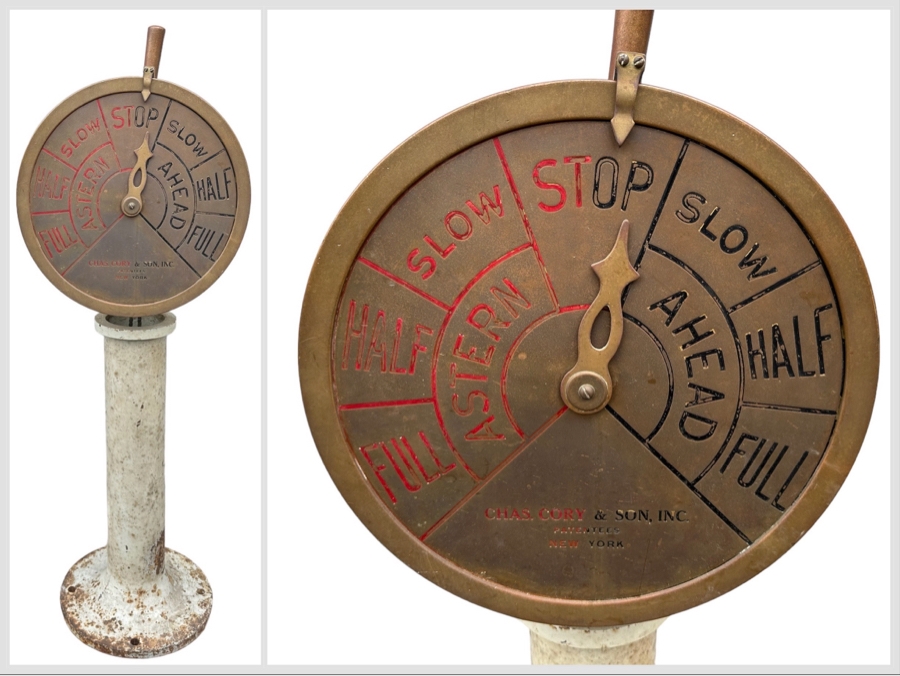 Vintage Brass Ship's Pilot To Engine Order Telegraph By Chas. Cory & Son, Inc. New York 16.5W X 52H [Photo 1]