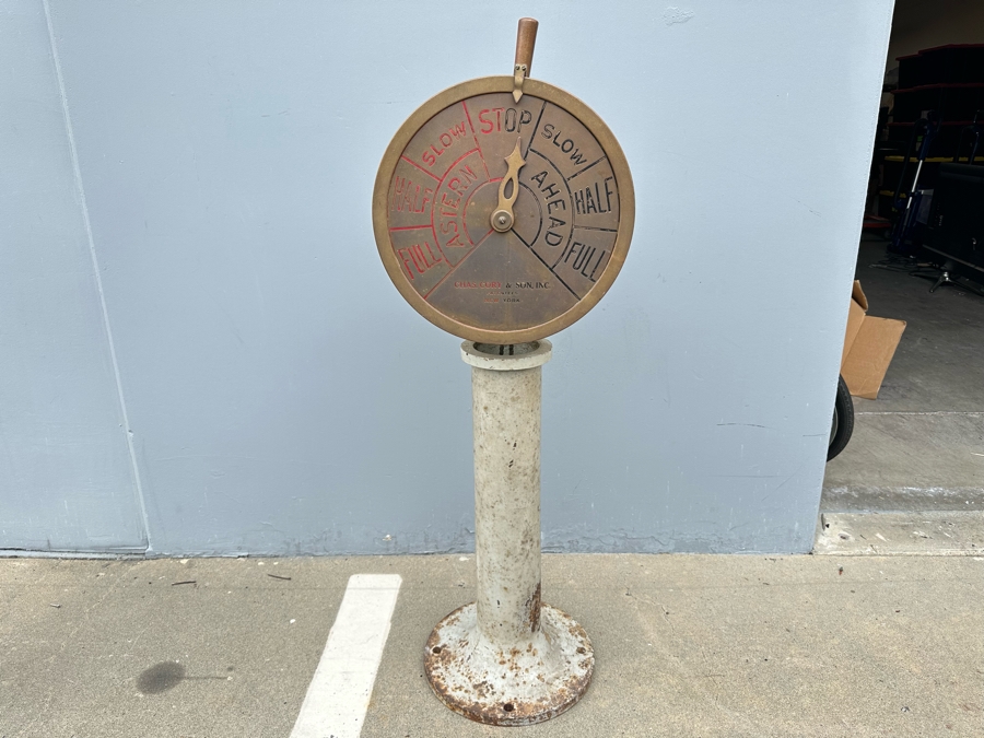 Vintage Brass Ship's Pilot To Engine Order Telegraph By Chas. Cory & Son, Inc. New York 16.5W X 52H [Photo 4]