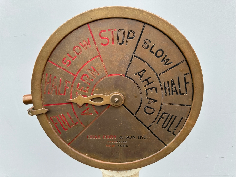 Vintage Brass Ship's Pilot To Engine Order Telegraph By Chas. Cory & Son, Inc. New York 16.5W X 52H [Photo 9]