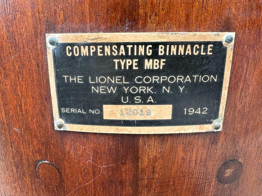 Vintage 1942 WWII Navy Ship Compensating Binnacle Type MBF By The Lionel Corporation New York NY Serial No. 12019 33W X 51H [Photo 6]