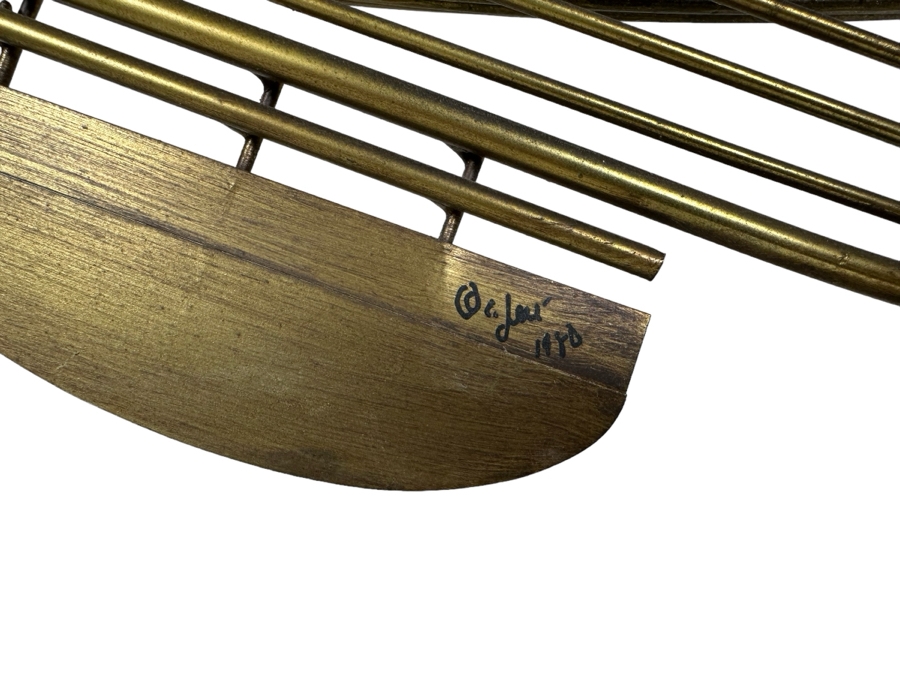 Vintage 1980 Curtis Jere Signed Brass Metal Sailing Ship Boat Wall Sculpture 40W X 9D X 46H [Photo 3]