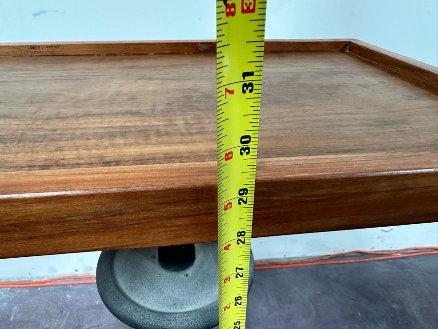 Vintage Eye Doctors Optometrist's Adjustable Table Walnut Wood Top With Heavy Cast Iron Base On Casters By Haag-Streit Liebefeld-Bern Made In Switzerland 22W X 14D X 29H [Photo 16]