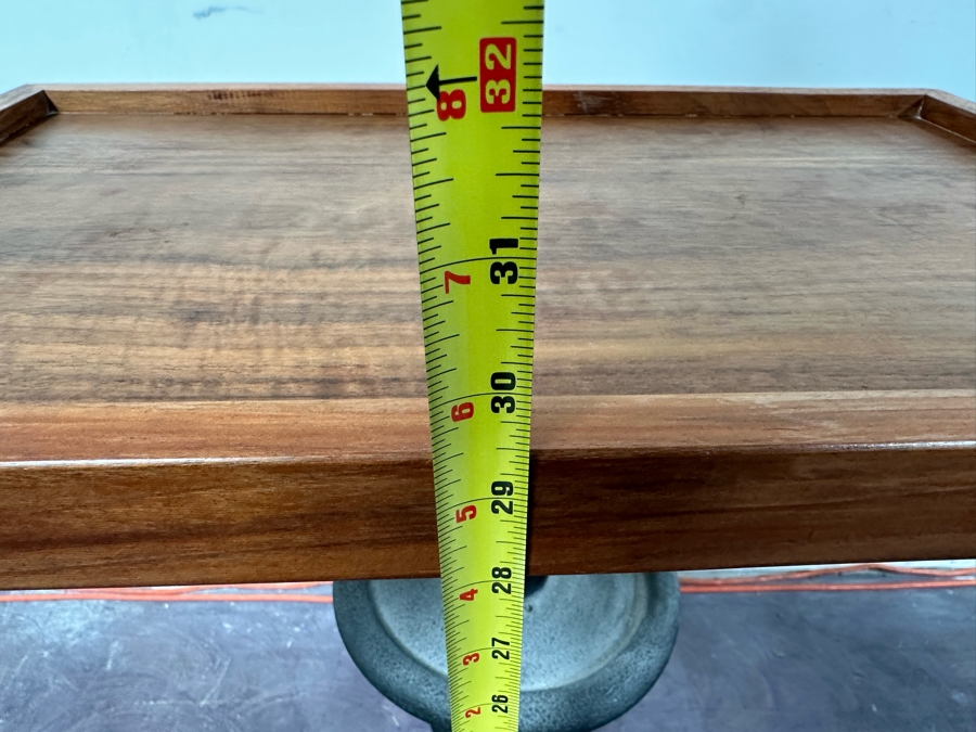 Vintage Eye Doctors Optometrist's Adjustable Table Walnut Wood Top With Heavy Cast Iron Base On Casters By Haag-Streit Liebefeld-Bern Made In Switzerland 22W X 14D X 29H [Photo 19]