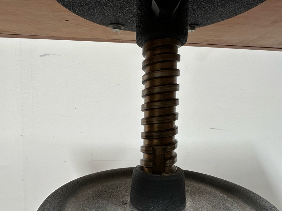 Vintage Eye Doctors Optometrist's Adjustable Table Walnut Wood Top With Heavy Cast Iron Base On Casters By Haag-Streit Liebefeld-Bern Made In Switzerland 22W X 14D X 29H [Photo 11]