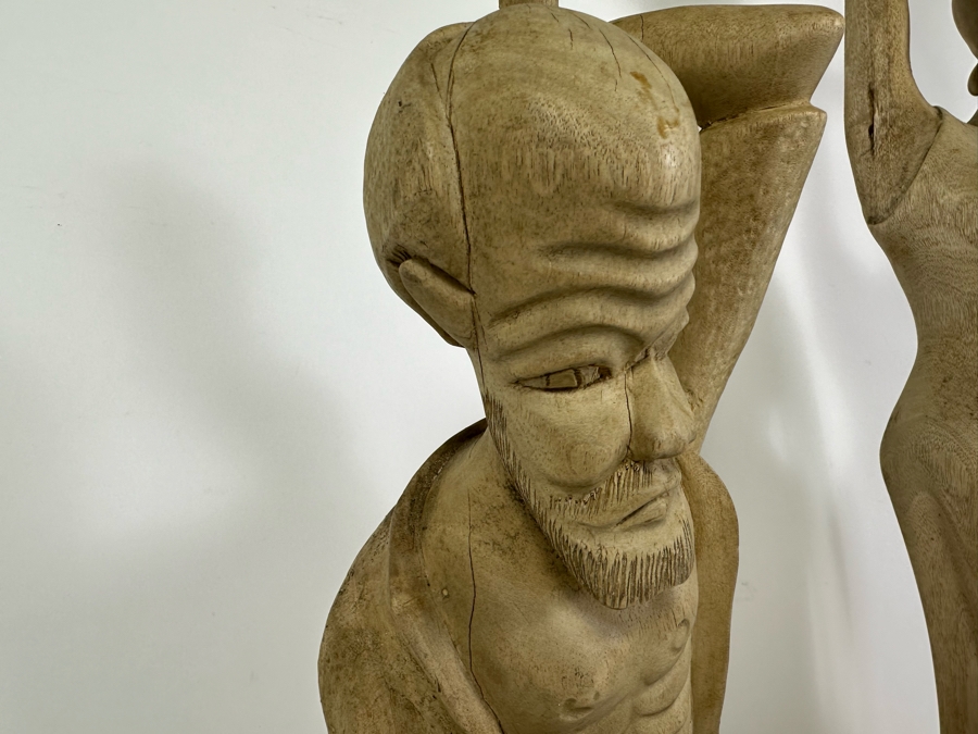 Pair Of Vintage Carved Wooden African Sculptures 24H & 36H [Photo 7]