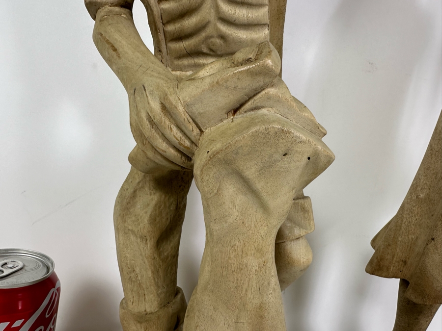 Pair Of Vintage Carved Wooden African Sculptures 24H & 36H [Photo 5]