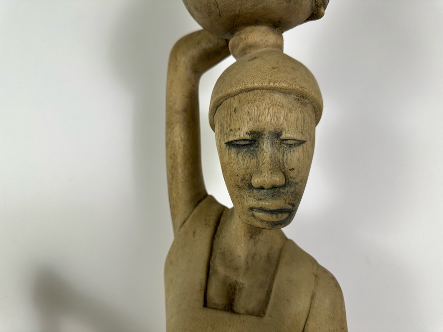 Pair Of Vintage Carved Wooden African Sculptures 24H & 36H [Photo 9]