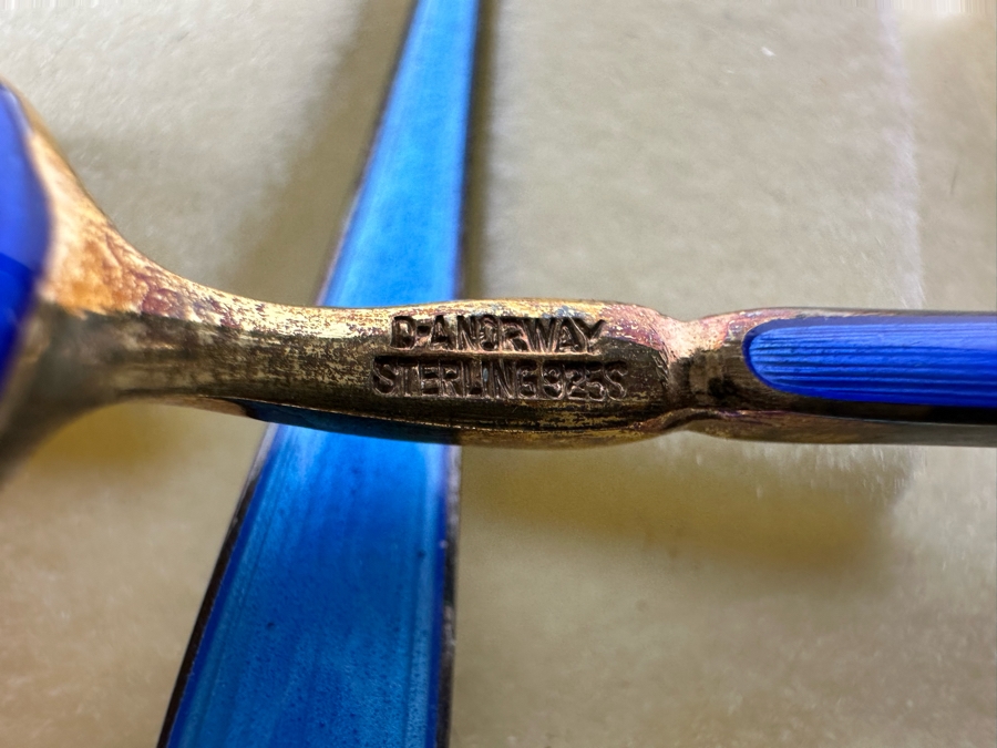 David-Andersen Norway Sterling Silver Enamel Spoons With Original Boxes 130.4g [Photo 10]