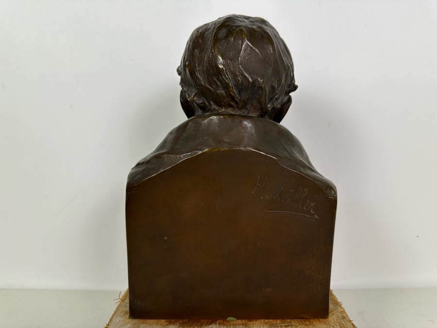 Hans Muller (1873-1937, Austrian/German) Signed Bronze Bust Of Napoleon Early 20th Century On Heavy Solid Marble Base Signed H. Muller Bronze Meaures 7W X 5D X 11H / Marble Base 10W X 8D X 3H [Photo 11]