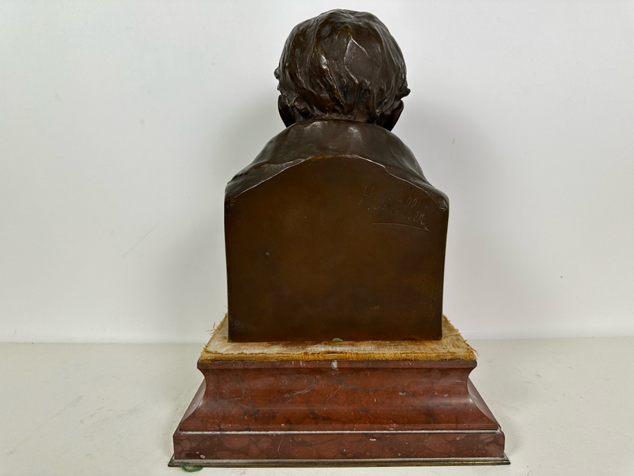 Hans Muller (1873-1937, Austrian/German) Signed Bronze Bust Of Napoleon Early 20th Century On Heavy Solid Marble Base Signed H. Muller Bronze Meaures 7W X 5D X 11H / Marble Base 10W X 8D X 3H [Photo 10]