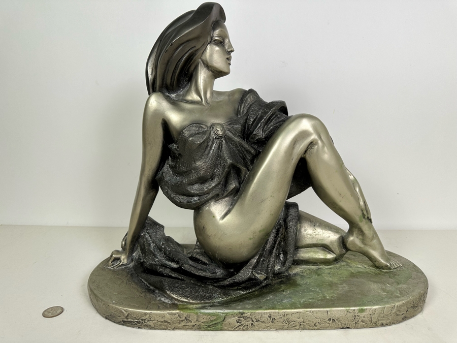 Vintage 1989 Austin Productions Art Deco Woman Sculpture By Alexander Danel 18W X 7D X 16H [Photo 3]