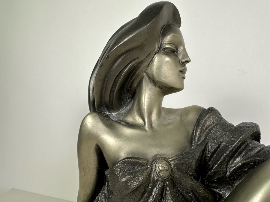 Vintage 1989 Austin Productions Art Deco Woman Sculpture By Alexander Danel 18W X 7D X 16H [Photo 5]