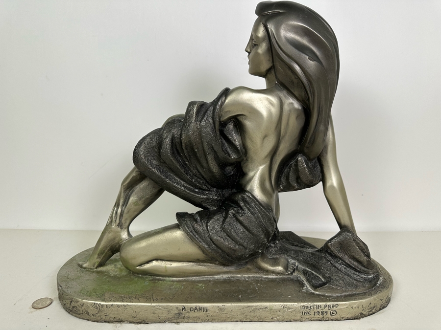 Vintage 1989 Austin Productions Art Deco Woman Sculpture By Alexander Danel 18W X 7D X 16H [Photo 7]