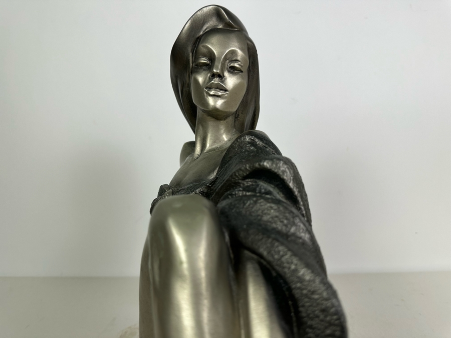 Vintage 1989 Austin Productions Art Deco Woman Sculpture By Alexander Danel 18W X 7D X 16H [Photo 6]