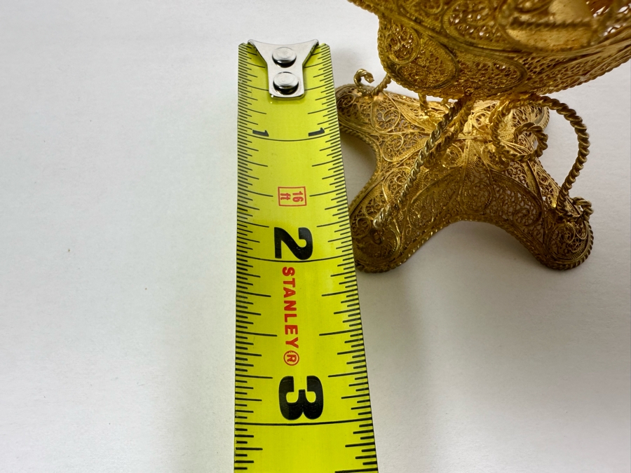 European Silver 835 Gilt Filigree Sailing Ship Sculpture Signed Made In Portugal 8W X 2D X 8.5H 129.7g [Photo 17]